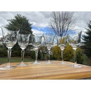 Rogaska Mariano 8” Crystal Water Goblet Floral Etched Slovenia 8 oz~ Set Of 6
